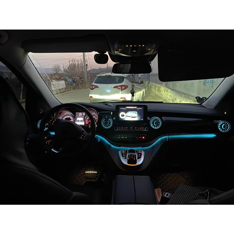 W447 V260 Turbo Vent RGB Atmosphere Lamp, 64 Color LED Interior Ambient Light Fit 2016-2022 MPV Car Interior Upgrade Kits