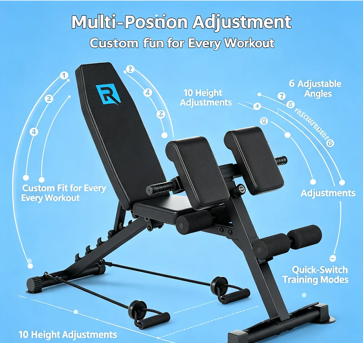 Commercial Grade Hyperextension Roman Workout Bench, Triangular Stable Structure High-Density Foam Padding Smooth Lock Adjustment Full-Body Strength Training Equipment for Fitness Beginners & Enthusiasts