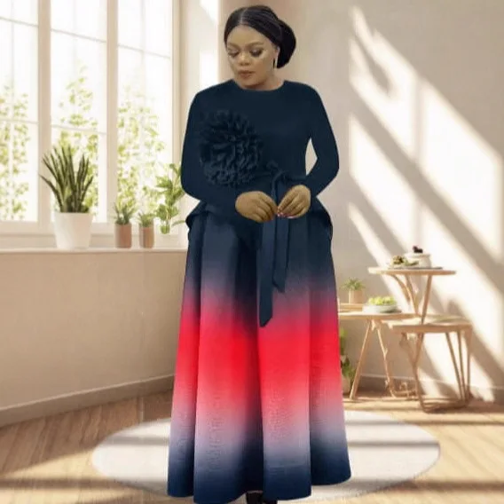 ミヤケプリーツツーピースセット グラデーションフルスリーブ エレガントトップス + フォールドAラインスカート レディース 2025新作 高級パーティードレス