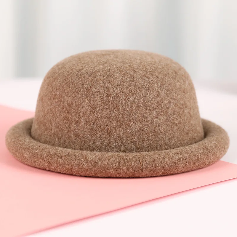 2025 الصوف متماسكة قبعة بحافة لرأس صغير اليابانية Kawaii قبعة لفة حافة الشتاء الدافئ قبعة النساء الفتيات الخريف الموضة
