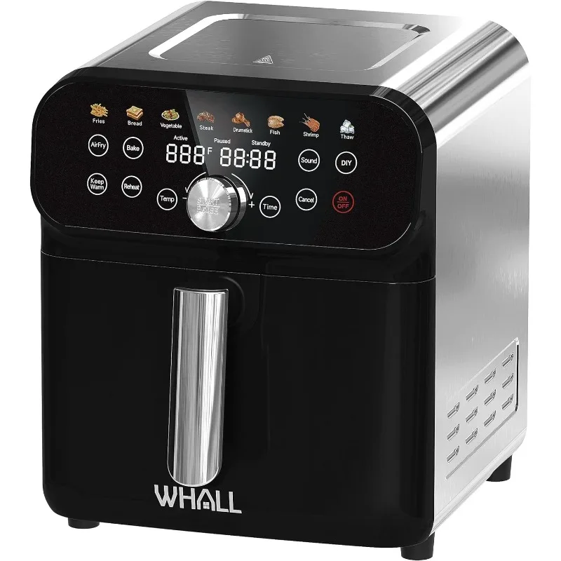 

WHALL Air Fryer, 6.2QT Air Fryer Oven with LED Digital Touchscreen,12 Preset Cooking Functions Air fryers,Dishwasher-Safe Basket