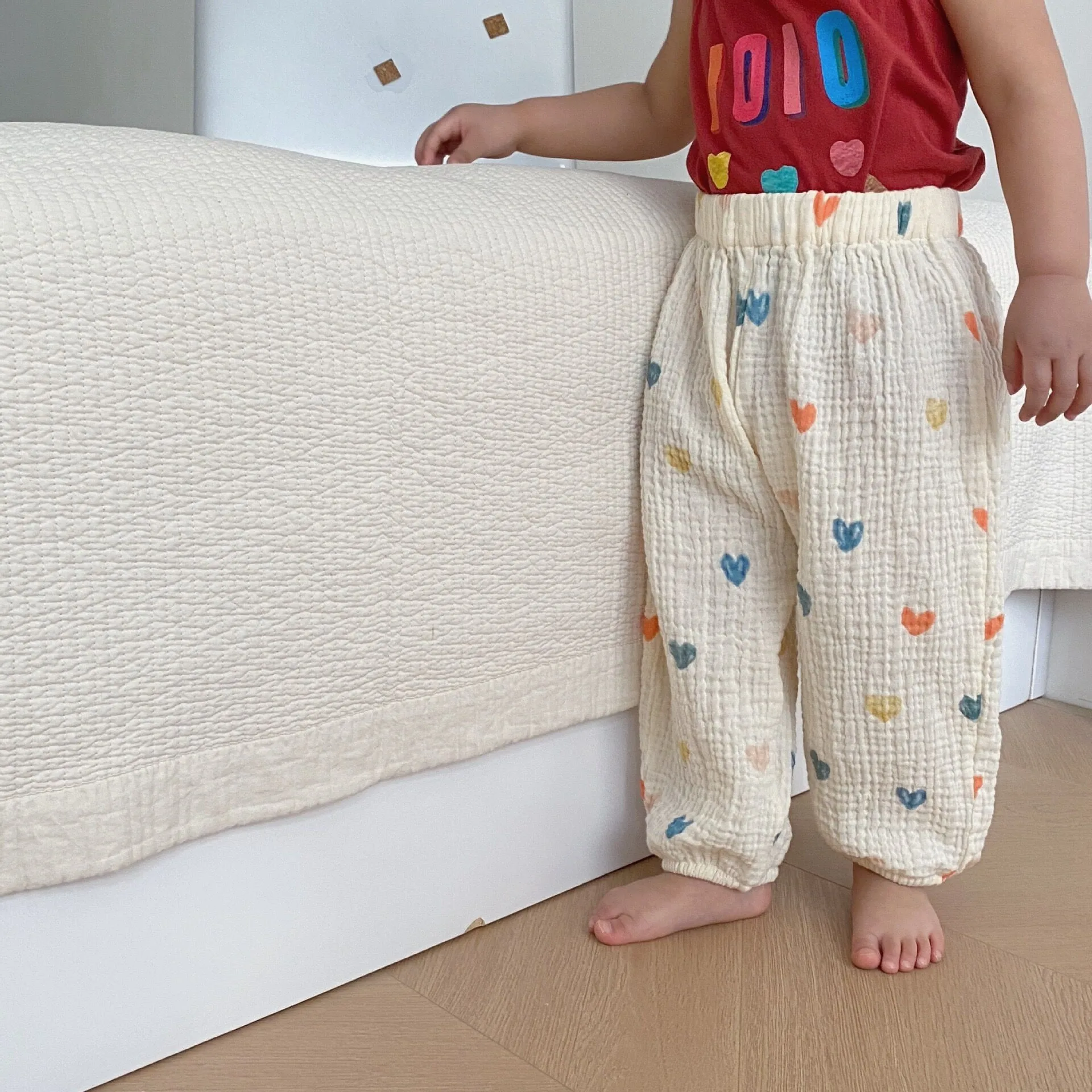 Pantalones finos de pierna ancha para niños, ropa de verano para bebés, Unisex, con estampado completo