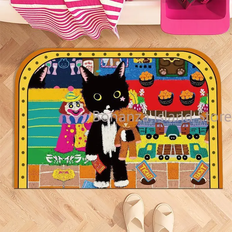 لطيف الكرتون القط حمام حصيرة سوبر لينة الحمام البساط دياتوم الطين الكلمة حصيرة امتصاص سريع سريع الجافة عدم الانزلاق دش حصيرة للأطفال