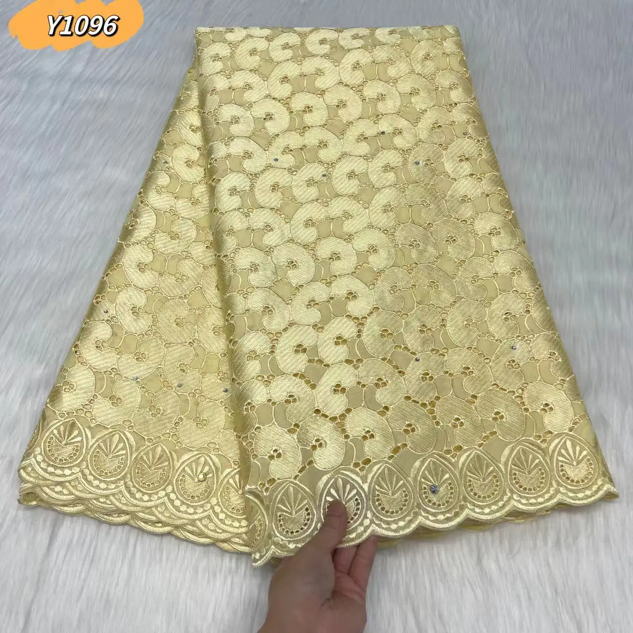 2023 Peach French Swiss Voile 100% Cotton Lace Fabric High Quality Embroidery 5yards African Net Lace With Stones For Wedding