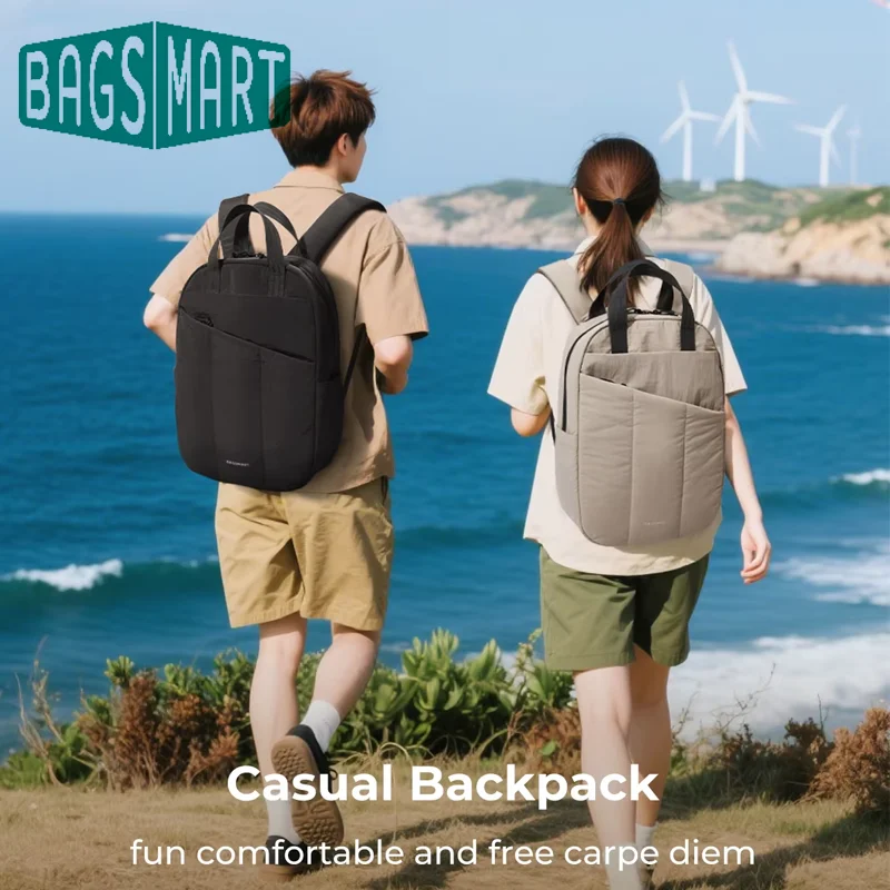 

Мужской рюкзак BAGSMART для ноутбука 15,6 дюймов, повседневный, для активного отдыха, деловых поездок, многофункциональный, студенческий, школьный рюкзак