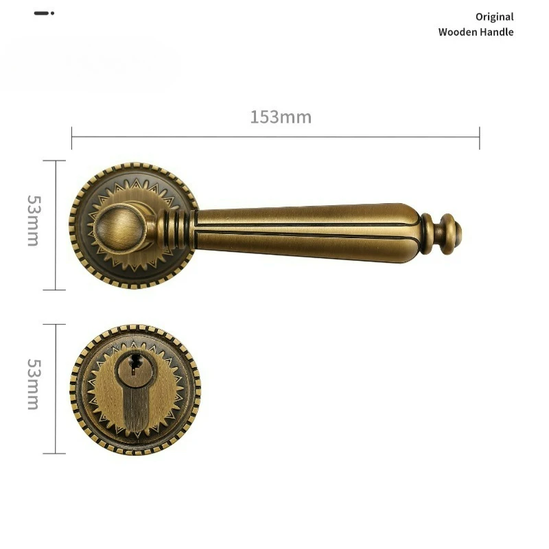 French Retro All Copper Indoor Door Lock, Light Luxury Bedroom, Conference Room, Office Split Handle Lock