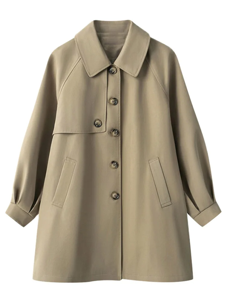 

Women's Clothing Mid-Length Loose Lantern Sleeve Trench Coat Autumn New 0118