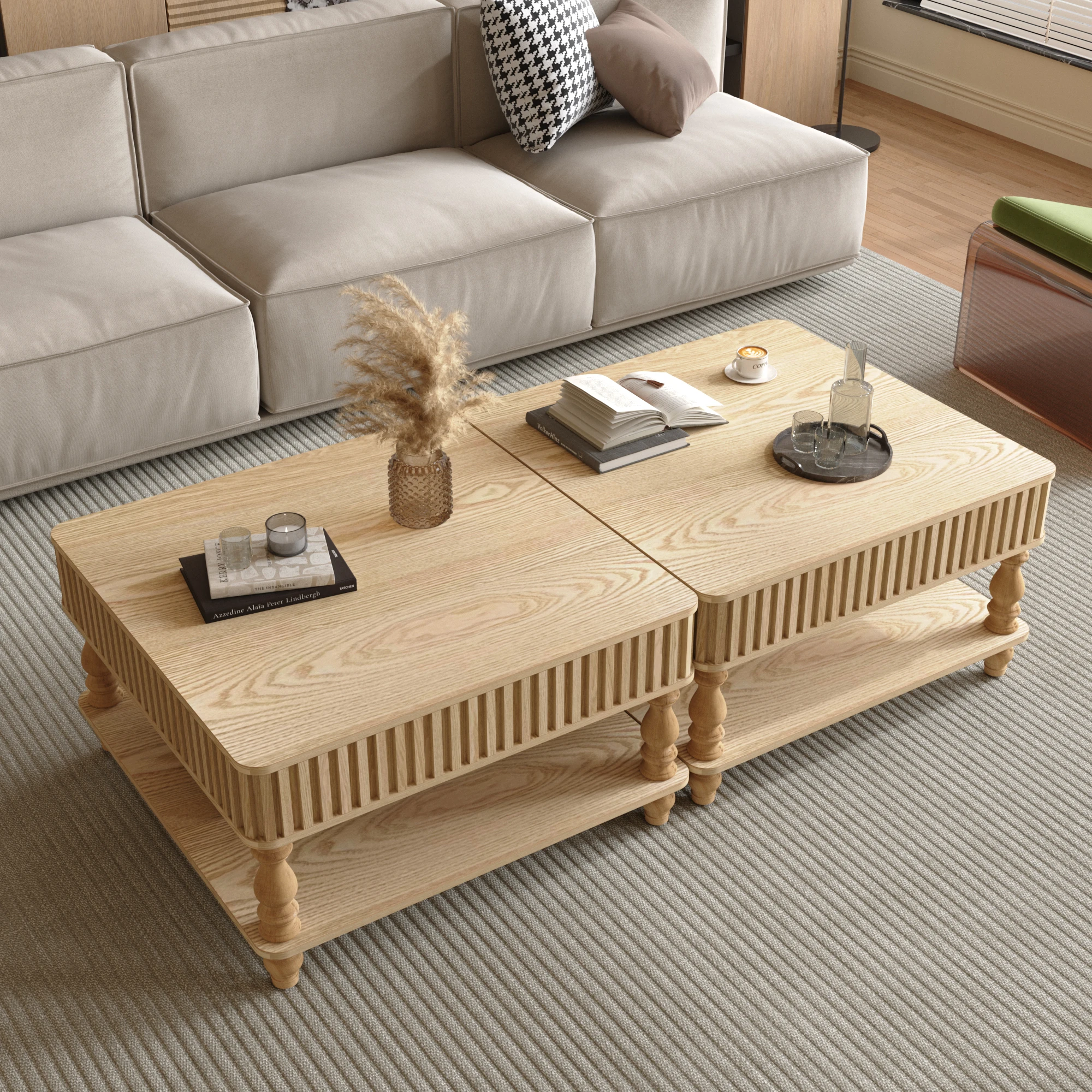 # Modern Decorative Coffee Table Hidden Open Storage Hydraulic Raising Mechanism For Living Room
