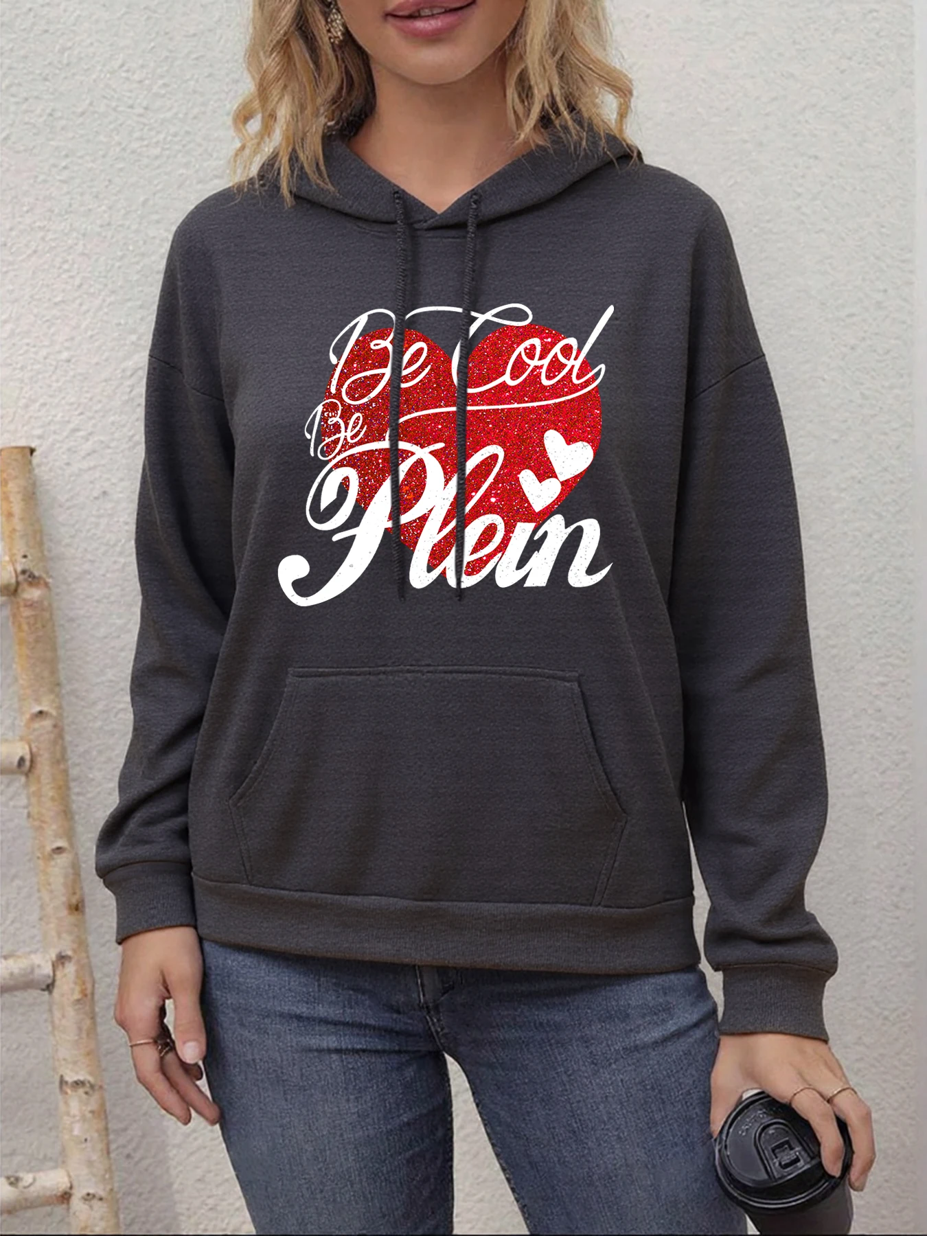 كن بارد بي بلين القلب الطباعة امرأة هوديس الصوف أزياء المرأة الشارع الشهير محب عارضة هوديي الهيب هوب ملابس فضفاضة