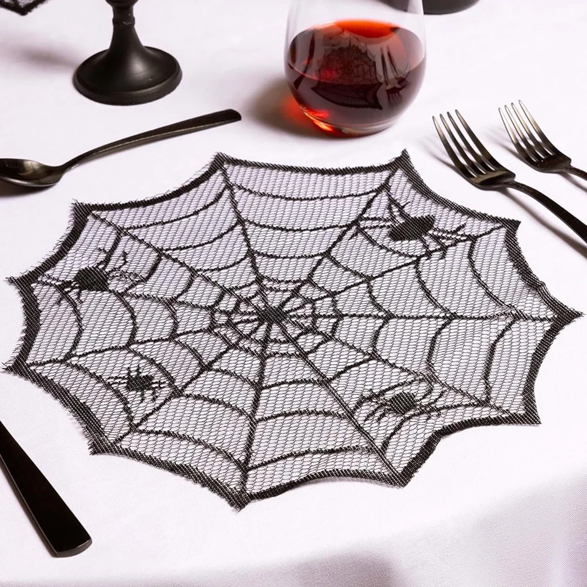 

Halloween Spider Web Tablecloth Happy Halloween Party Decor Lace Tablecloth Table Mat Horror Prop Halloween Party Supplies