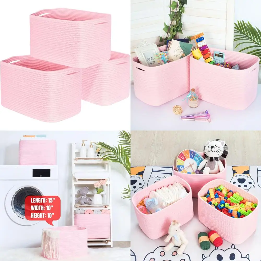 مجموعة من 3 سلال تخزين منسوجة أنيقة من MINTWOOD - منظمات على شكل مكعب للكتب والأحذية والألعاب وأساسيات المخزن