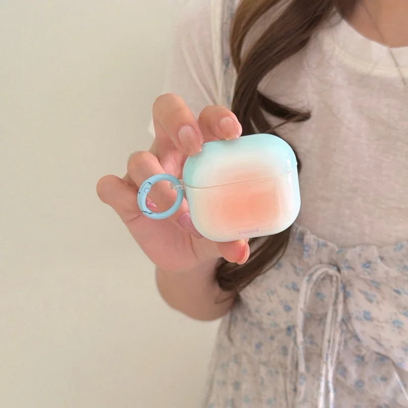 Anti-fall Cute Gradient Color IMD Earphone Case with Ring for Airpods Pro, Pro2, Pro3, 1, 2, 3, 4, - view 3