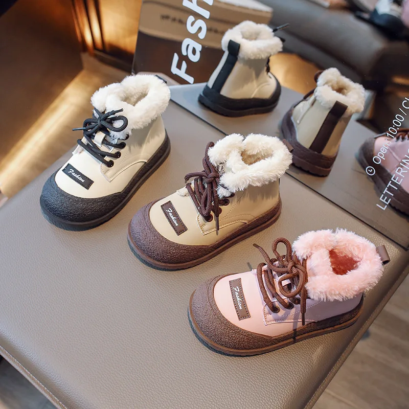 

Zapatos 2025 Winter New Kids Snow Boots Comfort Anti Slip Girls' Ankle Boots Simple Versatile Child Boot Zapatos De Mujer