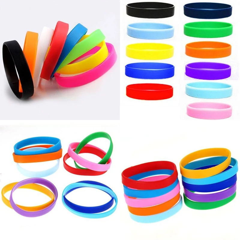 1PC Men/Women Fashion Bangle Silicone Sport Bracelet Wristband Rubber New Stretchy Flexible Wrist Band Sports Casual Bangle