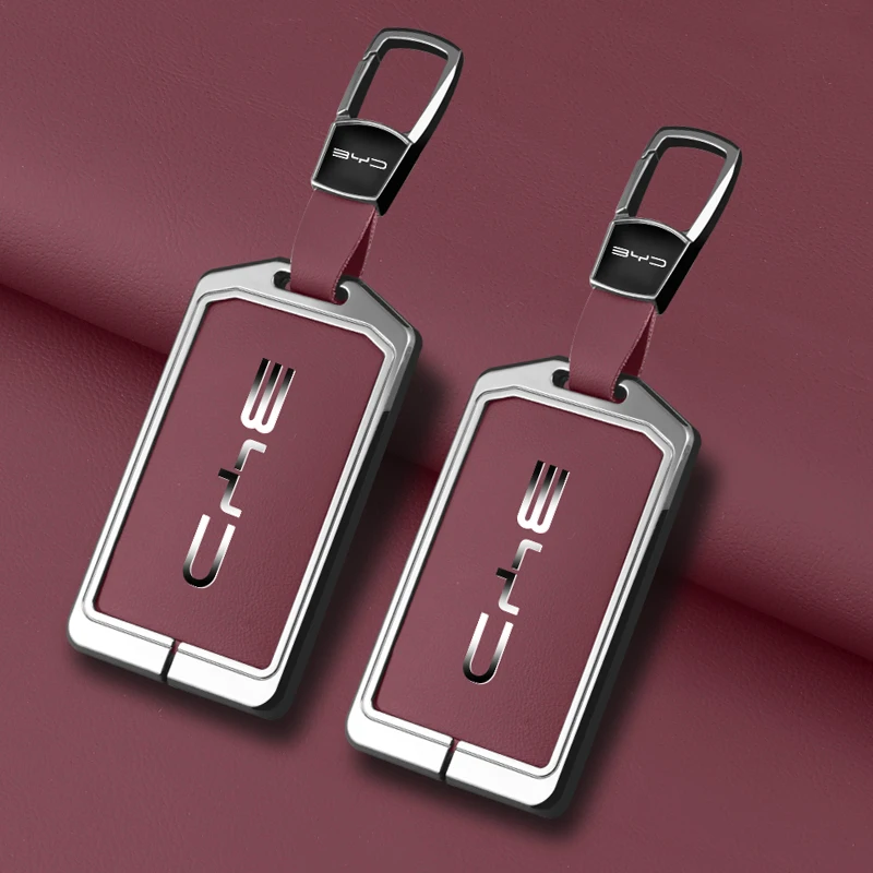 Zinc Alloy Leather Car NFC Card Remote Key Cover Fob Case For BYD Tang DM Han EV Song PRO Qin PLUS DMI Keychain Accessories