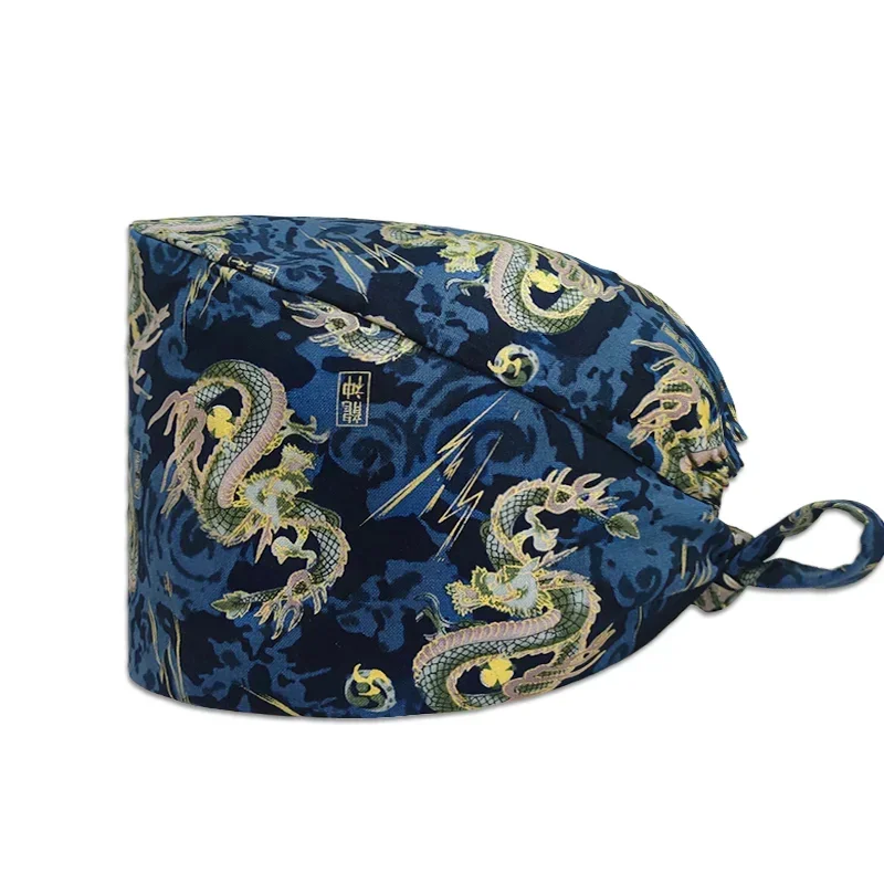 Women Scrubs Cap Cotton Cartoon Printing Scrub Caps Pet Shop Lab Work Dental Clinic Surgicals Hat Nurse Uniform Accessories