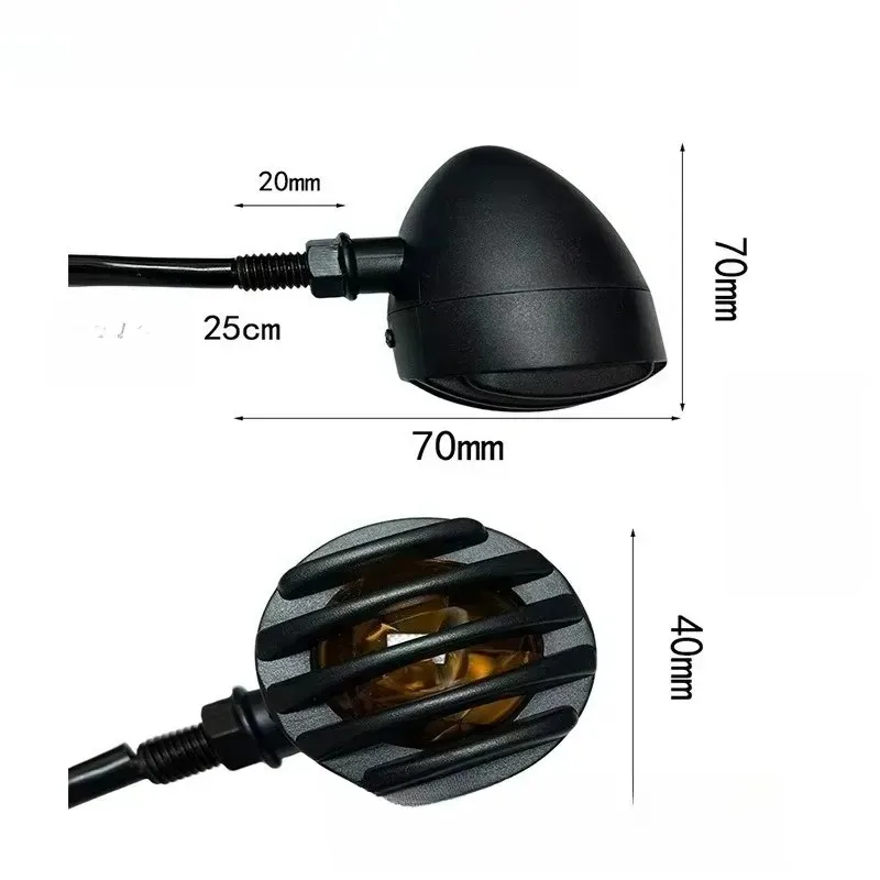 2PCS for Cafe Racer Suzuki New Motorcycle Turn Signal Lights Grill Bullet Indicator 12V Amber Front Rear Lamp