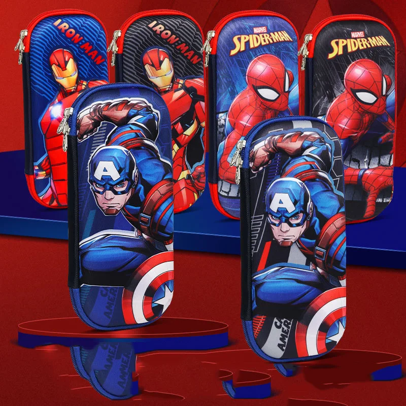 Marvel Cartoon Anime 3D stampa astuccio Avengers Spider-Man ragazzi studenti bambini astuccio di grande capacità regali di compleanno