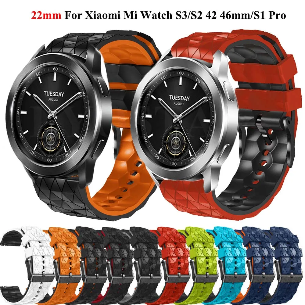 22mm Silicone Strap For Xiaomi Mi Watch S3 S2 42mm 46mm Smartwatch Band For Xiaomi Mi Watch 2/S1 Active Color 2 S1 Pro Watchband