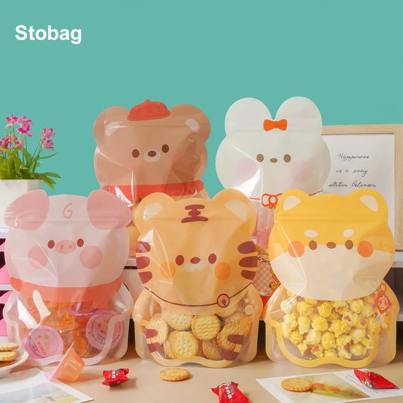 

StoBag 50pcs Food Packaging Ziplock Bags Kids Child Cute Sealed Small Gift for Candy Cookies Biscuit Snack Storage Pouches