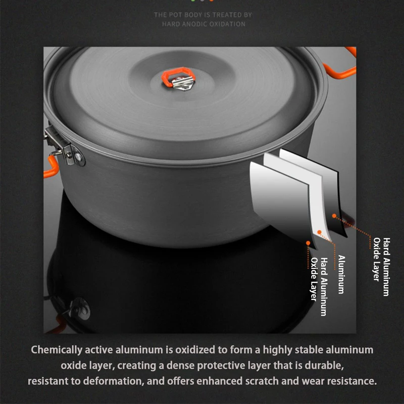 وعاء حساء خفيف الوزن متعدد الأغراض من الألومنيوم مع وظيفة باخرة، مجموعة أواني طهي محمولة للتخييم سعة 3 لتر للطهي العائلي في الهواء الطلق