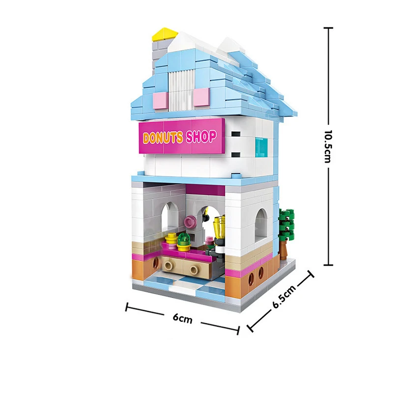 Mini Bricks City View Scene Mini Street Model Building Block Toys Gaming Room Candy Shop Toy Store Architecture Children DIY