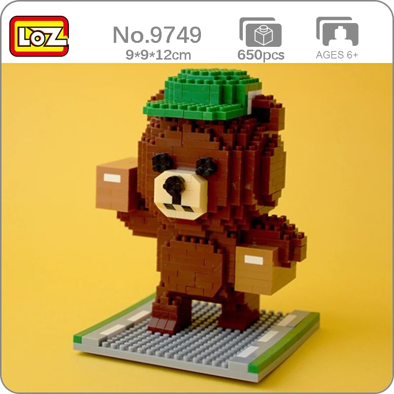 

LOZ 9749 Животные Бурый Медведь Косплей Курьер Экспрессмен Пакеты Кукла Мини Алмазные Блоки Кирпичи Строительная Игрушка Для Детей Без Коробки