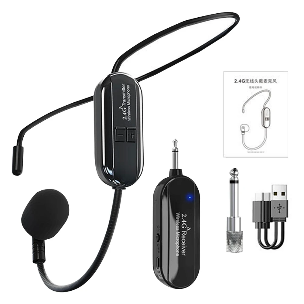 2.4G Wireless Microphone Headset Wireless Headset & Handheld 2 in 1 Mic for Teaching Stage Performers Fitness Instructors