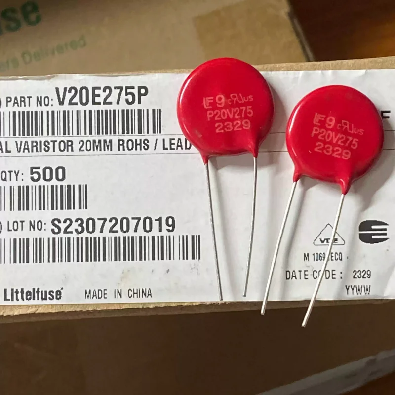 10-100pcs V20E275P silk screen P20V275 10kA 22MM 275V Lite red varistor