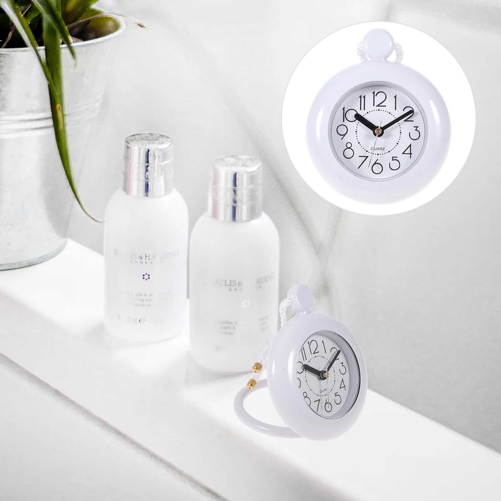 

Waterproof Wall Clock Bathroom Hanging Silent Decor Modern Design Lightweight Long Time Use No Needed