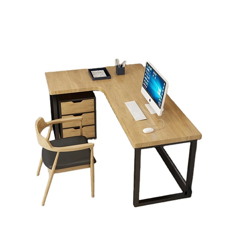 

！@Modern Simple Solid Wood Desktop Computer Desk Home Office Desk Bookcase