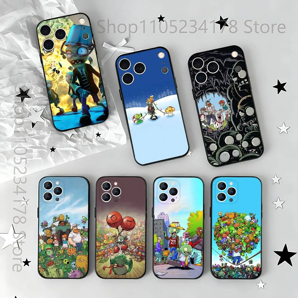 

Plants vs Game Z-Zombies Phone Case For iPhone 17,16,15,14,13,12,11,Pro,Max,Plus,E,Air,Mini Black Shockproof Funda Cover