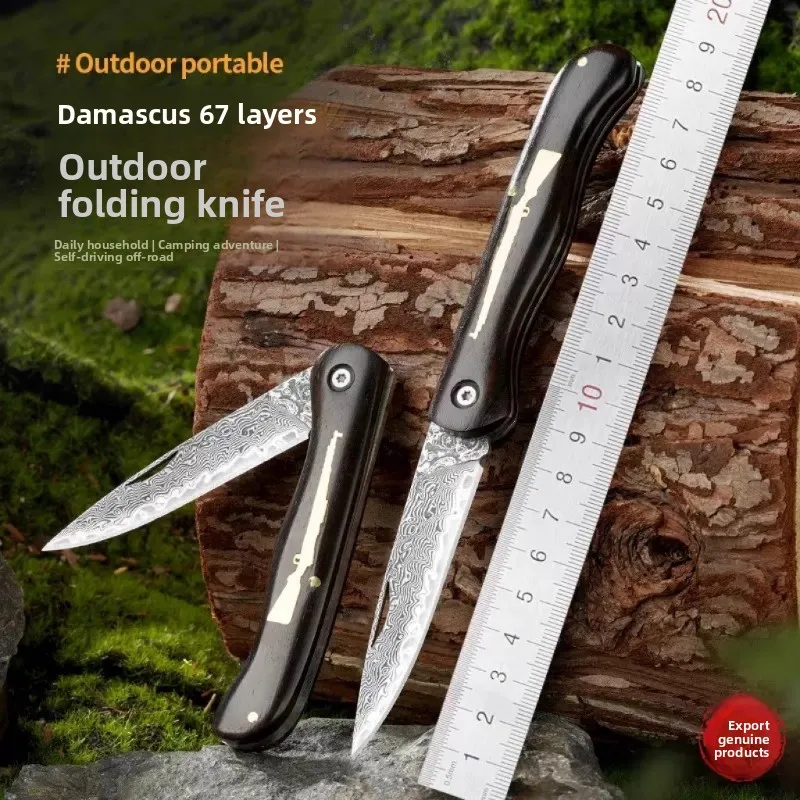 

Карманный складной нож без замка, дамасская сталь VG10, деревянная ручка, портативный, для путешествий, кемпинга, резки, уличный инструмент, праздничный подарок