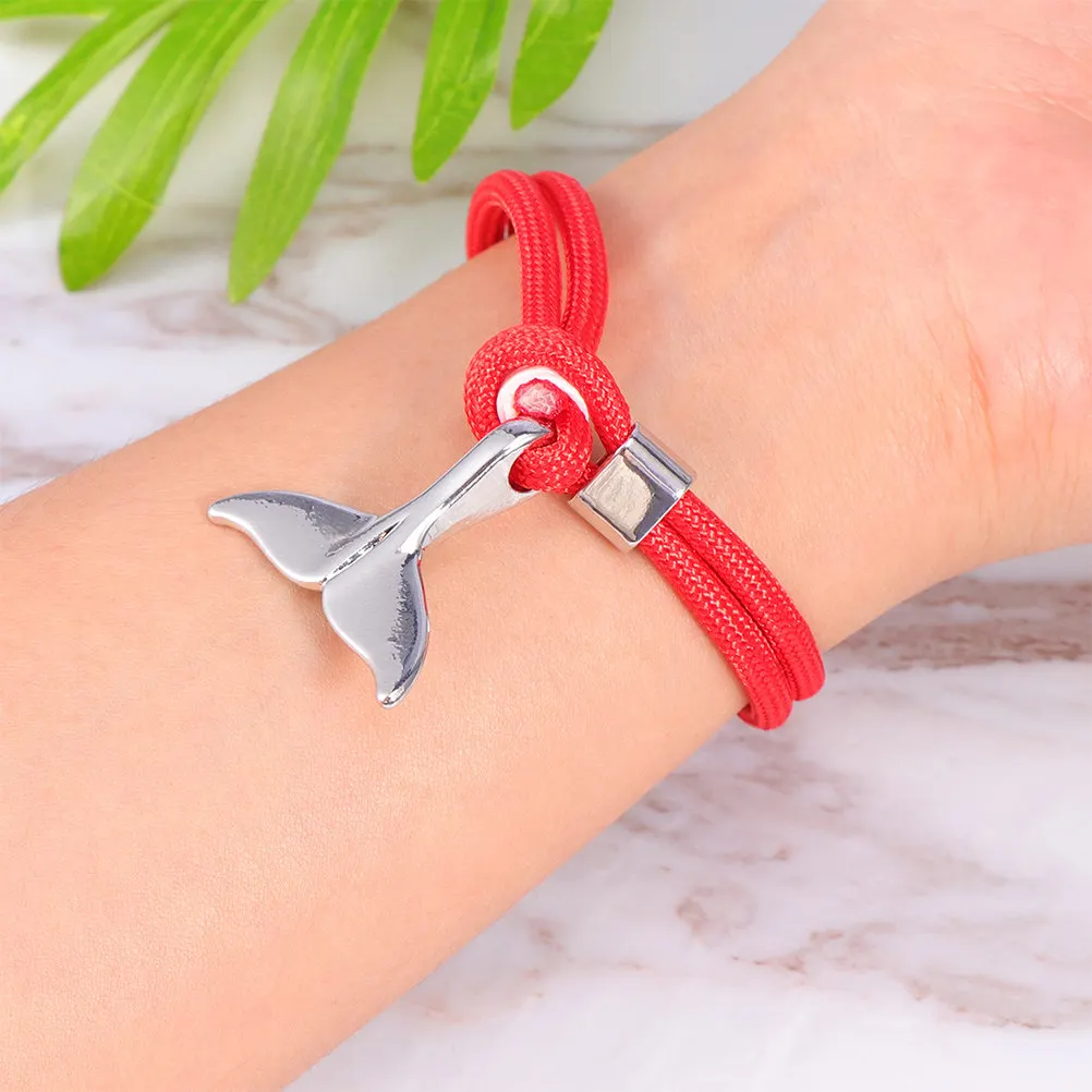 2Pcs Couple Bracelets Whale Tail Men Women Paracord Rope Chain Survival Wristband Nautical Bangle Perfect Gift for Any Occasion