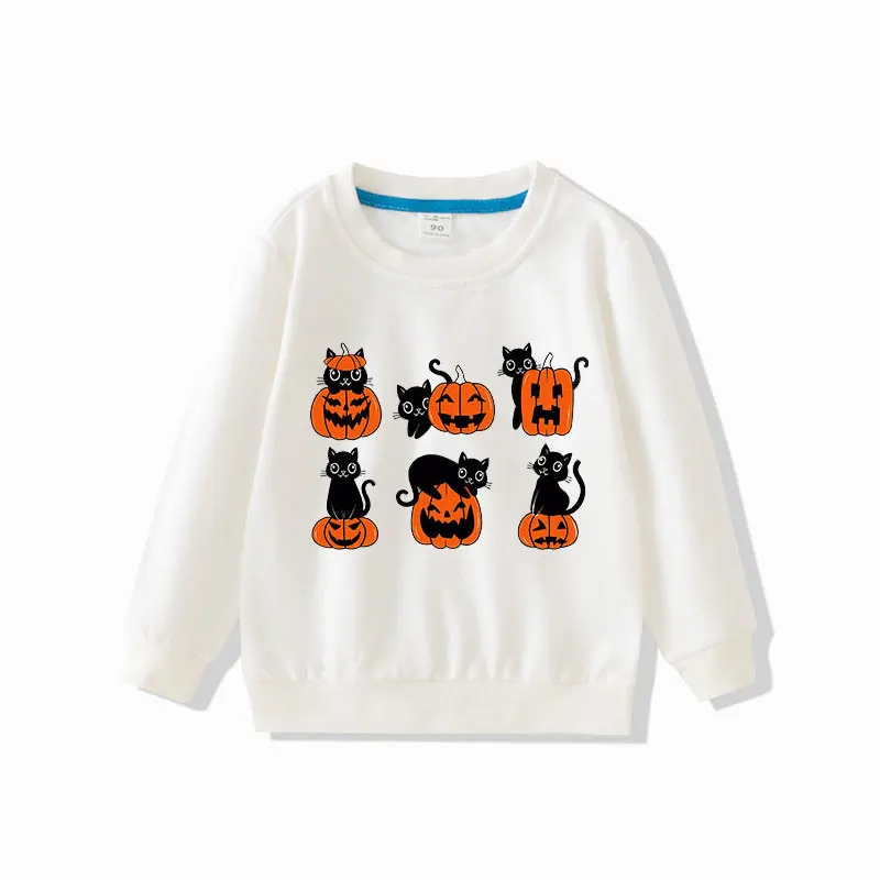 Halloween Children Sweatshirts Pumpkin Skeleton Shirts for Kids Long Sleeve Boys Girls Pullovers Toddler Tops Baby Costume