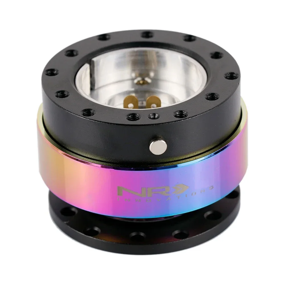 Rainbow&Black Aluminum Quick Release Hub Snap Off Sport Steering Wheel