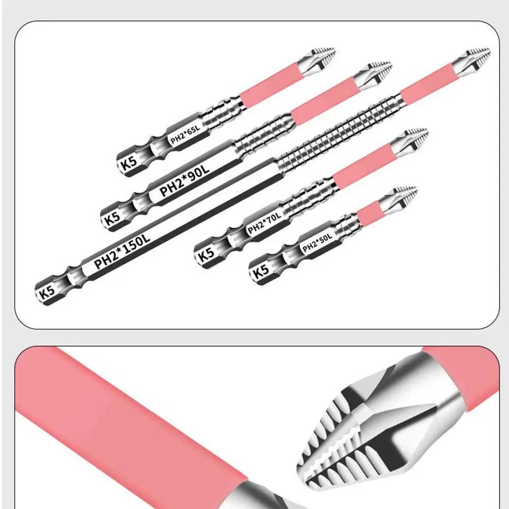 6/10pcs Anti-Slip Magnetic Screwdriver Bit High Torque Impact Resistant Batch Head Hexagonal Handle Cross Ph2 Screwdriver Bit