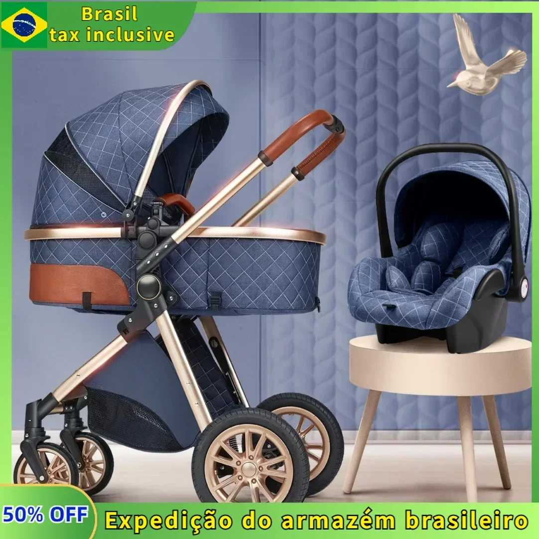 2024 New baby stroller High landscape 3 in 1 baby carriage Luxury Pushchair Baby Cradel Infant Carrier kinderwagen car 2in1