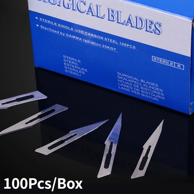 

100pcs Dental Medical Instruments 12 Sizes Surgical Blades Scapel Blade Disassemble Tool Revolve Handle Dentist Dental Tool