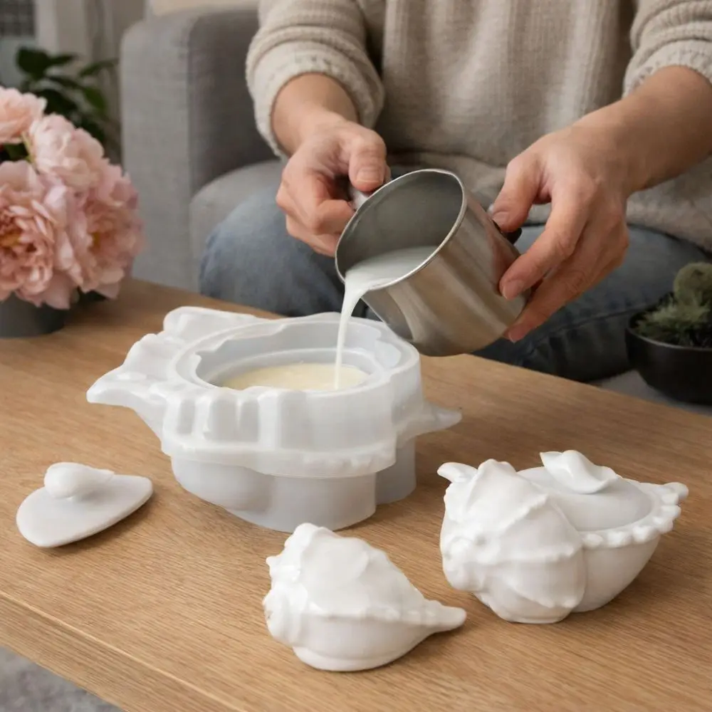 Silicone Conch Shaped Mold Handmade 3D Sea Shell Storage Box Mold Non-Stick with Lid Candle Cup Mold Decorative Gifts