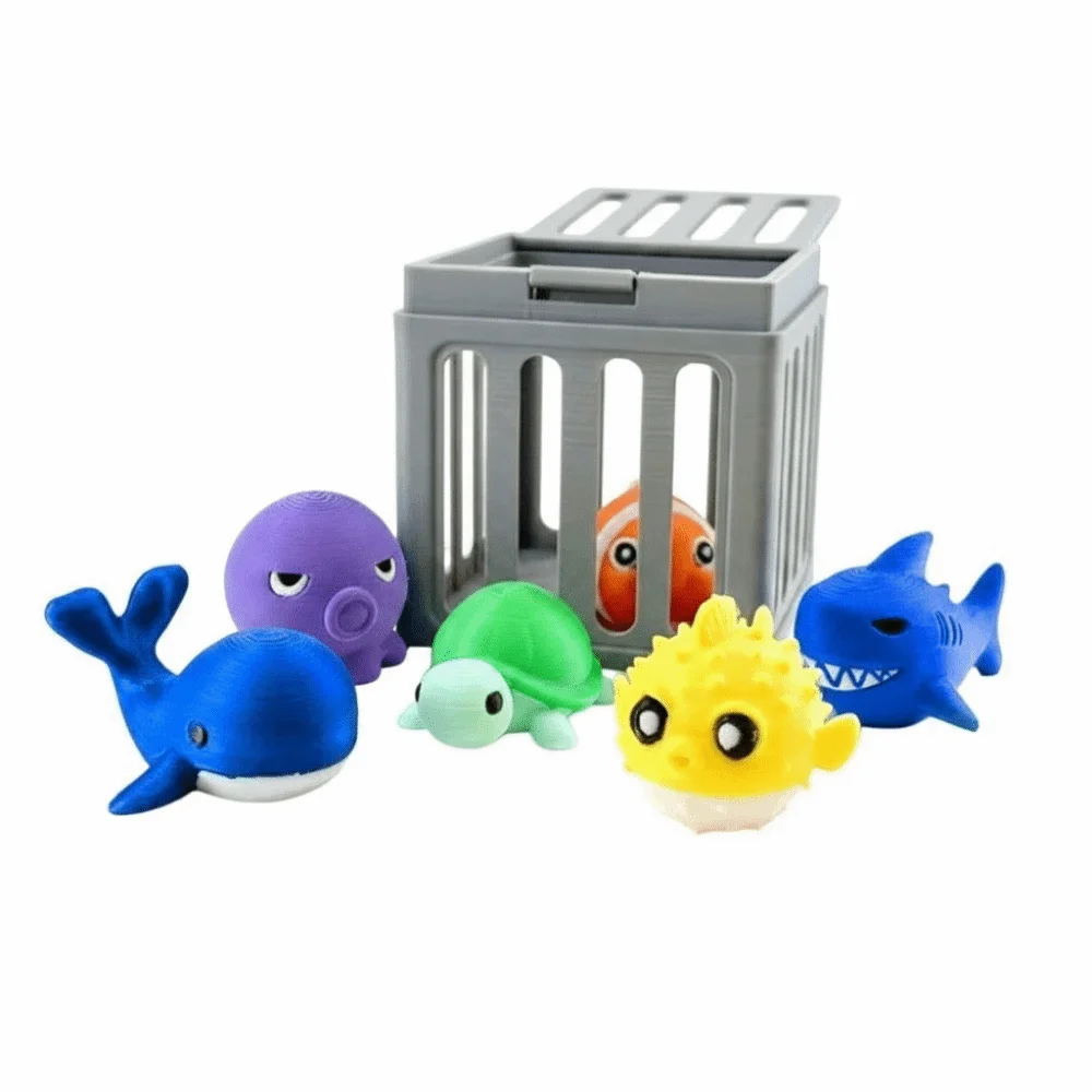 Ocean Animals Children's Pool Diving with Storage Cage Cute Cartoon Design Underwater Dive Octopus/Whale/Turtle/Pufferfish