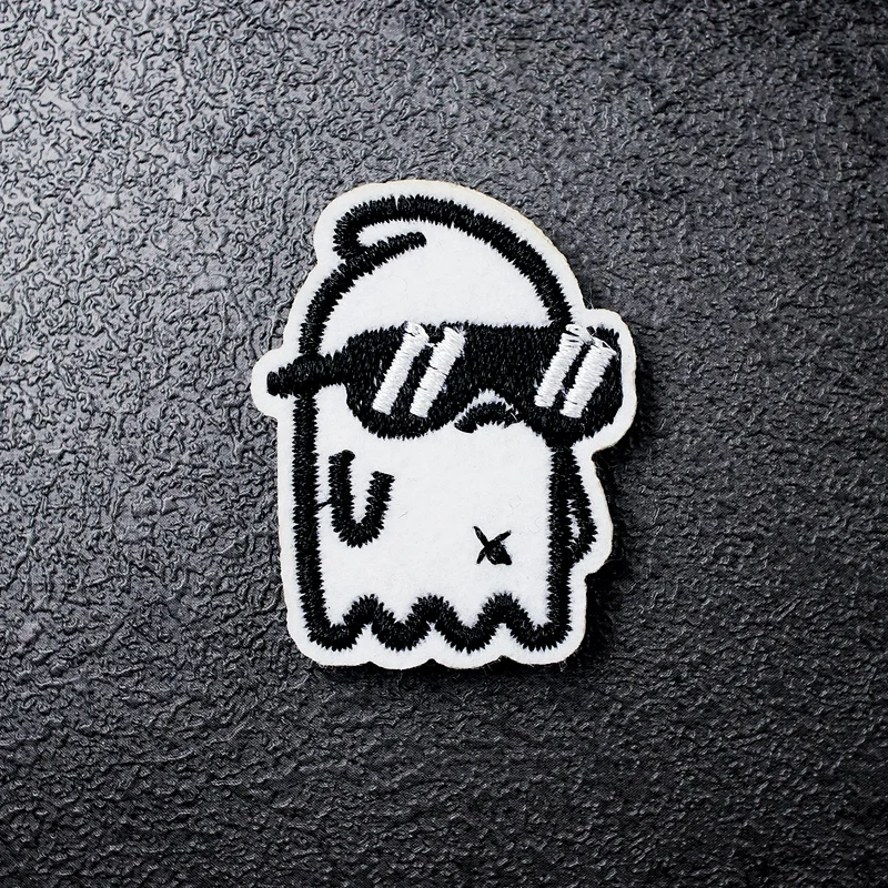 Cutie Ghost Size:3.2x4.1cm Patches Embroidery Applique Ironing Sewing Supplies Decorative Badges For Clothing White