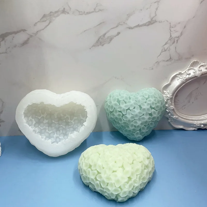 diy Valentine's Day Love Heart Flowers Modeling Aromatherapy Candle Making Tools Chocolate Mousse Cake Silicone Mold