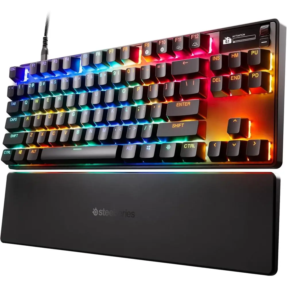 Mechanical Keyboard TKL Size with Customizable Actuation, OLED Display, RGB Lighting, PBT Keys, USB-C Connectivity