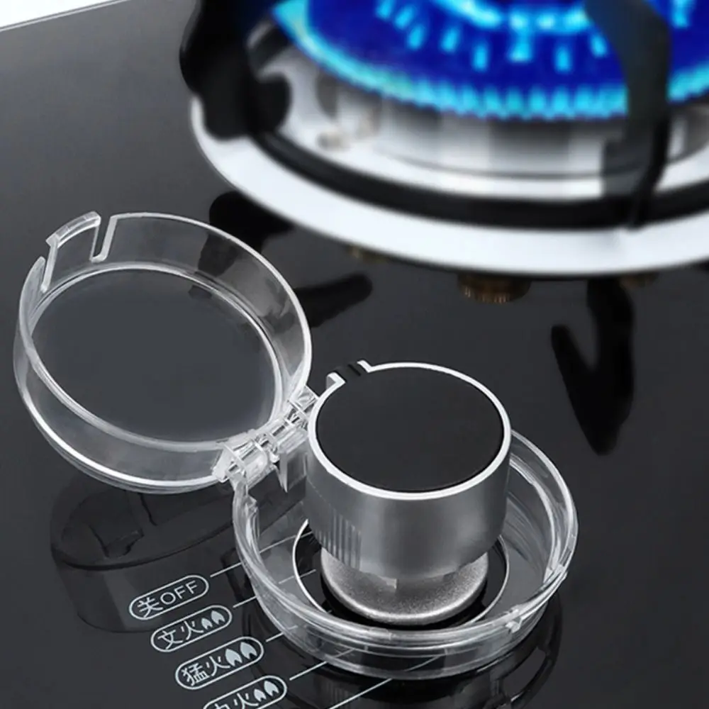 High Temperature Resistance Stove Knob Gas Cover Self-adhesive Transparent Oven Guard Lock Lid PC Gas Stove Knob Covers