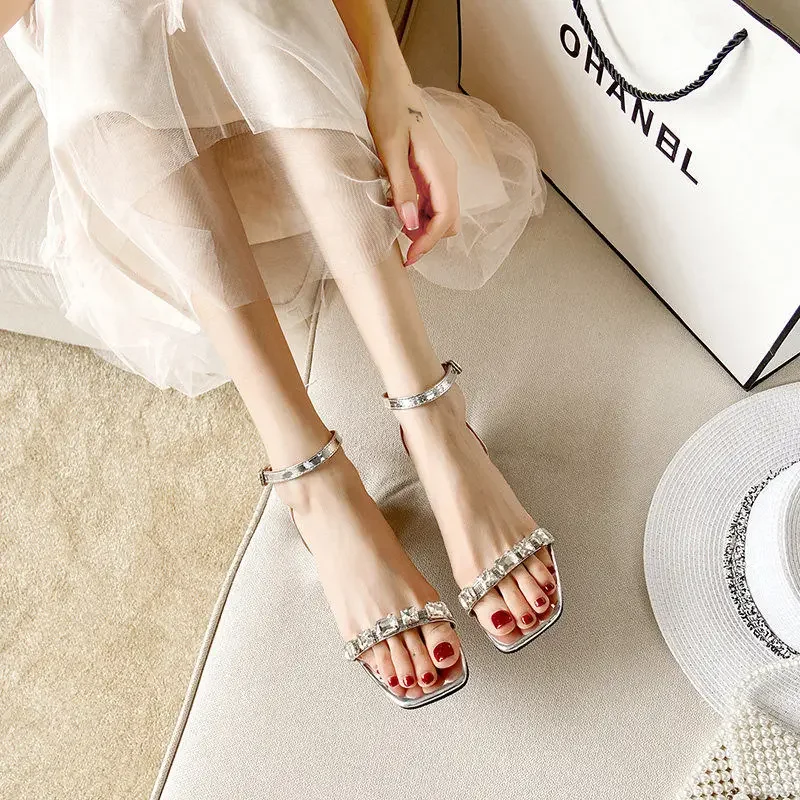 Pumps Sandals for Women Open Toe Woman Shoes Heeled High Heels 2024 Trend Chic and Elegant Quality Footwear Sandal Original