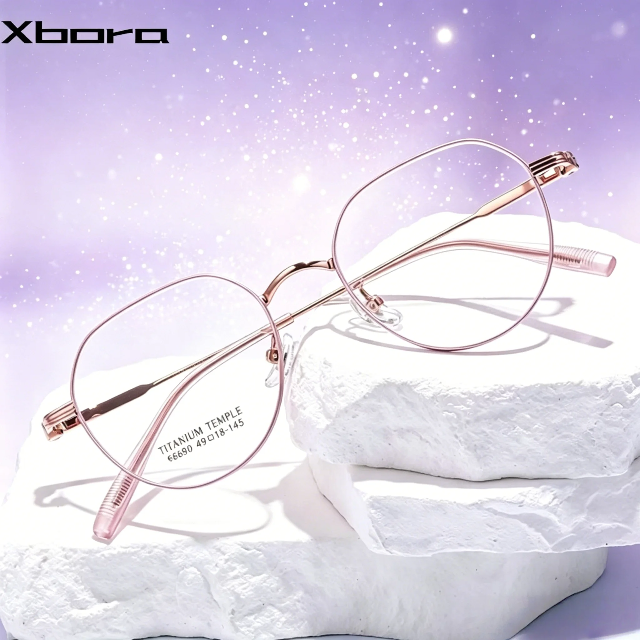 

XBORA Pure titanium eyeglass frame ultra light 49 small round frame versatile women's cute mirror looks slimmer 98690