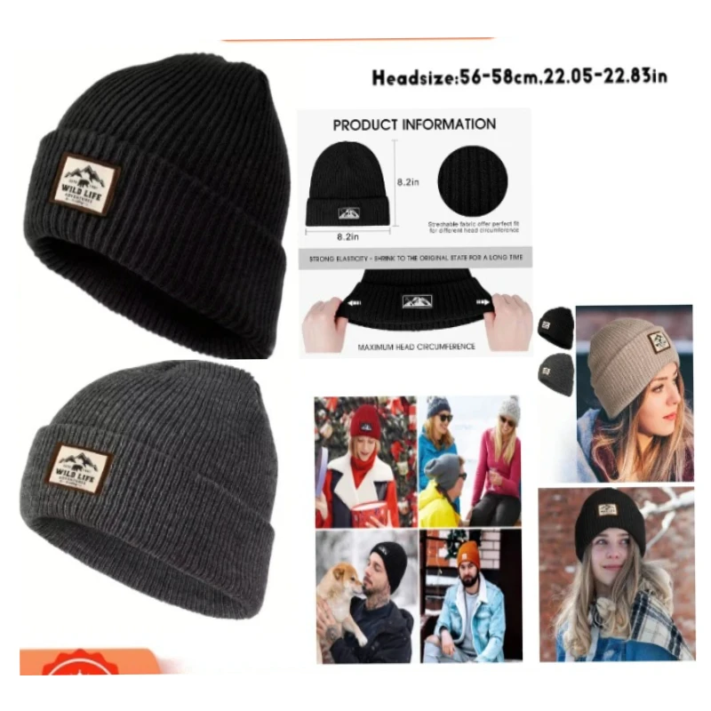 

Unisex Winter Knit Wool Hat for Camping and Hiking, Warm and Windproof, Suitable for Fishing, Cycling, Hunting, and Tactical Use