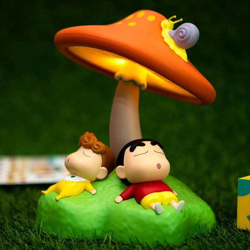 

15.5cm Anime Crayon Shin-Chan Figurine Led Mushroom Lamp Toy Sleep Night Lightchildren'S Room Decoration Surprise Gifts