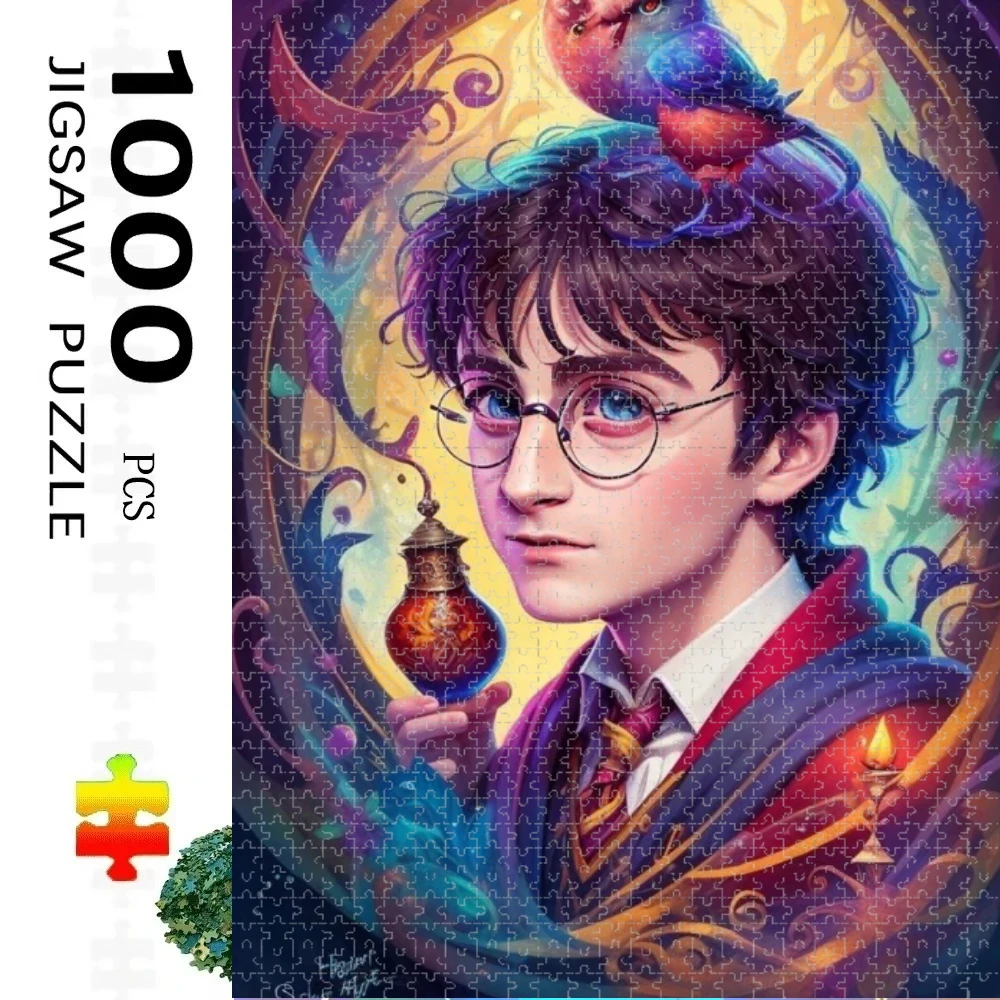 Rompecabezas de 1000 Piezas, Harry Potter, Hogwart, Animales Mágicos, para Diversión Creativa en Familia, Juguete de Regalo